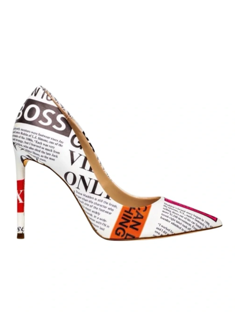 Steve Madden Vala Newspaper Print Pointed Stiletto Pumps - Picture 2 of 10